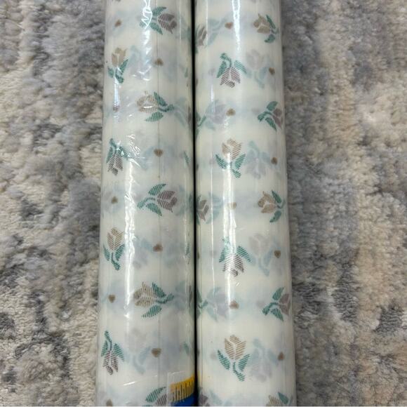 Vintage 1989 Rubbermaid Shelf & Drawer Liner White Brown Floral Design 2 Rolls - Picture 5 of 6